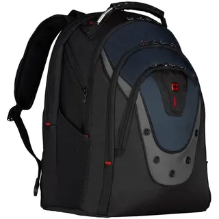 WENGER Ibex Laptop-Rucksack, Notebook bis 17 Zoll, Tablet bis 10 Zoll, 23 l, Damen Herren, Business Uni Schule Reisen, Schwarz/Blau, 600638