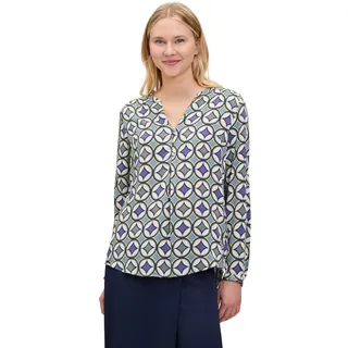 Cartoon Damen Casual-Bluse mit Knöpfen 42, Blau/Grün