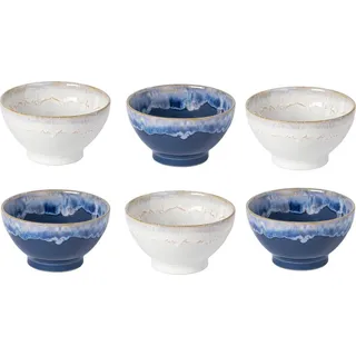 COSTA NOVA Grespresso Schalen, 6er-Set – Blau & Weiß – 15 cm – Handgefertigt in Portugal
