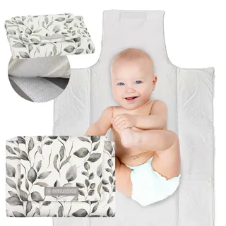 MIMUSELINA Wickelunterlage Unterwegs für Babys | Leicht und Wasserfest | Außen 100% Baumwolle, Innen Waschbar und BPA-frei | Faltbar mit praktischem Verschluss