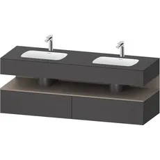 Duravit Qatego Einbauwaschtisch mit Konsolenwaschtischunterbau, 1600x550x600mm, Nische Basalt Matt, Doppelwaschtisch, QA4797043, Farbe: Graphit Matt/mit Nischenbeleuchtung