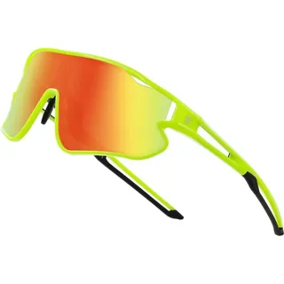 Duco Kinder Sonnenbrille TR90 Rahmen UV400 Sport Radfahren Sonnenbrillen Jungen Mädchen DK268 Fluore Grün Schwarz Temple Revo Orange