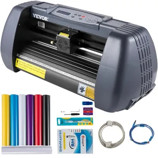 Vevor 375 mm Vinyl Schneideplotter Papiereinzug, Folienplotter Drucker Vinyl Schneiden Set, Unterstützt DM/PL, HP/GL-Sprache, Abdeckfolie zum Malen und Ätzen, Scrapbook-Papiere PU-Vinyl schneiden