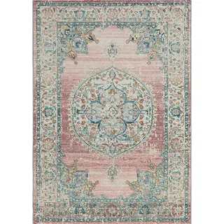 Outdoorteppich , Altrosa, Graublau , Textil , orientalisch , rechteckig , 140x200 cm , ISO 9001, Bsci, Oeko-Tex® Standard 100 , für Fußbodenheizung geeignet, in verschiedenen Größen erhältlich, pflegeleicht, leicht zusammenrollbar , Teppiche und Böden, Teppiche, Outdoorteppiche