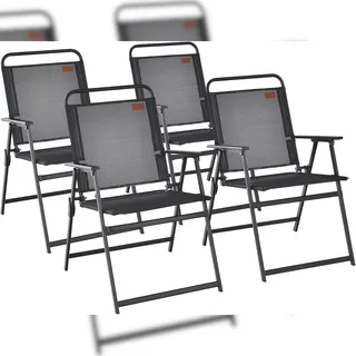 Costway 4er Set Hochlehner Gartenstühle 46 x 40 x 84 cm schwarz