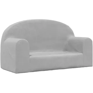vidaXL Kindersofa 2-Sitzer Hellgrau Weich Plüsch - Grau