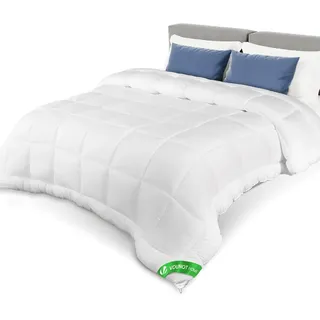 VOUNOT Bettdecke 200x200cm, 4 Jahreszeiten Daunendecke 300GSM Füllung, Atmungsaktive Schlafdecke Steppdecke ,Oeko-Tex Standard