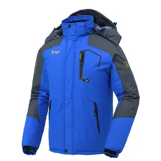 donhobo Softshelljacken Herren Gefüttert Funktionsjacke Wasserdicht Atmungsaktiv Wandern Mantel Outdoor Jacke Winter Skijacke Blau 2XL