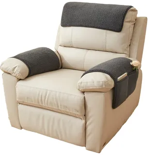 QSZTJJ Sesselschoner mit Taschen Für Relaxsessel Mit Armlehnen, rutschfeste Armlehnenbezüge für Sessel und Sofa – Universell für Relax- und Fernsehsessel