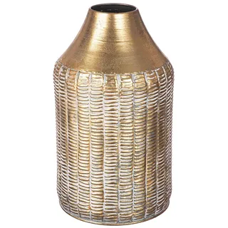 Casablanca Deko Vase groß - Moderne Metallvase Dekoration Pampasgras Wohnzimmer - Geschenk Geburtstagsgeschenk - Farbe: Gold Höhe 39 cm