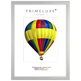 PrimeLuxe Holz Bilderrahmen 45 x 60 cm (Bildmaß) in Silber-matt | Farbe und Größe wählbar | Rahmen für Poster | Puzzle | Foto collage | MADE IN GERMANY
