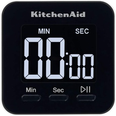 KitchenAid Digitale Küchen Stoppuhr, Magnetisch, mit Rückbeleuchtung,100 Minute Timer für Kochen und Backen KQ900G Schwarz Einheitsgröße