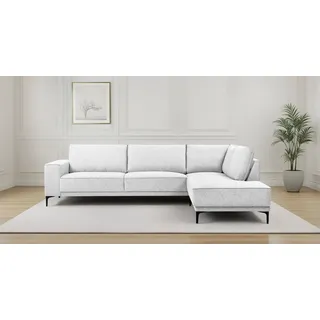 otto home Ecksofa »Polsterecke Oland, Struktur, Flachgewebe, Luxus-Microfaser, Boucle« L-Form, 289 cm, Wellenunterfederung, Skandi-Design, Metallfüße beige