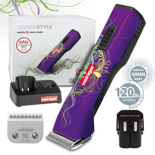 HEINIGER SAPHIR STYLE AKKU SCHERMASCHINE MIT SNAP ON SCHERKOPF 1,5MM 2 AKKU`S