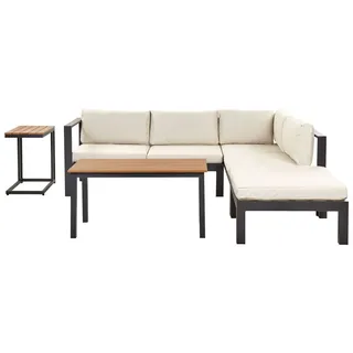 Beliani Lounge Set 5-tlg. Schwarz/Beige/Braun