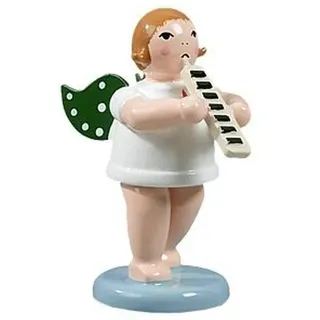 Holzfigur Engel mit Melodica und Krone Höhe 6cm NEU Holzengel Bote Gottes Cherub
