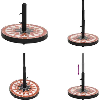 vidaXL Sonnenschirmständer Terrakotta und Weiß Rund 12 kg - Sonnenschirmständer - Sonnenschirm Ständer - Schirmständer - Sonnenschirm Gewicht - Braun