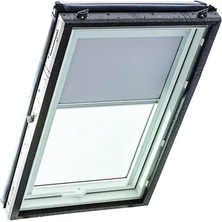 Original Roto Verdunkelungsrollo ZRV - Nahezu vollständige Verdunkelung - Führungsschiene Silber - Dachfenster Baureihe Designo R4/R7 und Classic 43/73 - Größe 074/160 | 07/16 - Stofffarbe Hellgrau