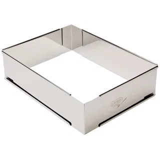 LARES Backform/Backrahmen eckig, extra hoch, in Folie - aus rostfreiem Edelstahl - verstellbare Größe - Made in Germany