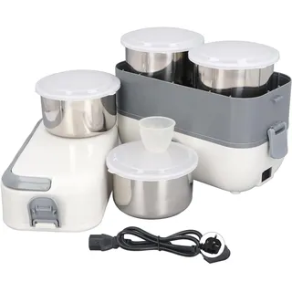 TOPINCN Tragbare Essenswärmer-Lunchbox, 200 W Selbsterwärmend, Edelstahlauskleidung, Multifunktionale Elektrische Lunchbox mit Reservierungsheizung (EU-Stecker Doppelschicht)
