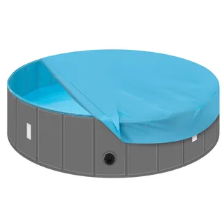 EUGAD Hundepool Große Hunde 120x30cm Hundepool mit Abdeckung Hundeplanschbecken, Faltbarer Hunde Pool, Anti-Rutsch Hundeplanschbecken,PVC Dog Pool Schwimmbecken für große Hunde