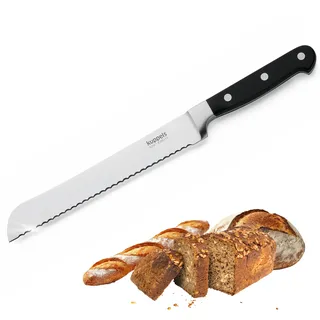 Kuppels SOLID Brotmesser Wellenschliff 20 cm Klinge, extra scharf | ergonomischer Griff, Bäckermesser für Brot, Baguette, Gebäck und harte Krusten, mit Fingerschutz, aus Chrom-Vanadium-Stahl