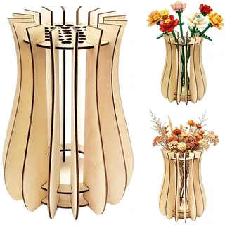 Xiciki Vase für Lego Blumen, Vasen, Holzvase für Bausteinblume, Blumen, Trockenblumen,Blumenvase für Wohnzimmer, Esszimmer Und Café-Tisch