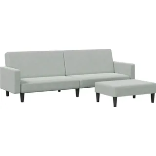 vidaXL Schlafsofa 2-Sitzer mit Fußhocker Hellgrau Samt - Grau