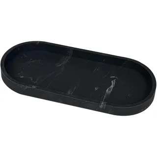 Buer Homie Marmor-Tablett für Küchentheke, Marmorplatte, Parfüm-Tablett, Badezimmerzubehör, Marmor-Seifenschale, Schminktabletts für Kommoden (schwarz)