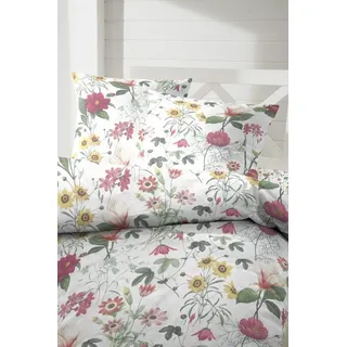 Primera Bettwäsche »Mako-Satin Bettwäsche Wilder Garten« 2 Stk., tlg. mit einem romantischen Blumenmuster, weiß,