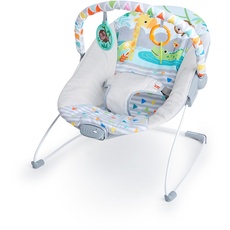 Bild von Bright Starts, Babywippe Safari Fun mit Beruhigenden Vibrationen, Spielbogen mit 2 Spielzeugen, 3-Punkte-Gurt Sitz, Maschinenwaschbares Sitzpolster, ab der Geburt bis 9kg