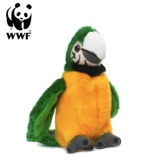 WWF - Plüschtier - Grüngelber Ara Papagei (mit Sound, 14cm) lebensecht Kuscheltier Stofftier