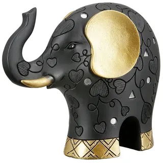 Gilde Moderne Elefanten Deko Figur Skulptur aus Kunstharz - Dekoration Wohnzimmer Farbe: schwarz Gold - Höhe 20 cm