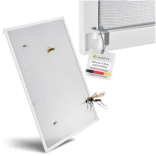 Juskys Fliegenschutzgitter mit Aluminiumrahmen 130 x 150 cm weiß