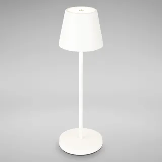 B.K.Licht - dimmbare Tischlampe kabellos, LED Nachttischlampe mit Touch als Balkon Deko, Outdoor, Schlafzimmer, Wohnzimmer, Camping, Garten, USB-C, Für Innen und Aussen, Weiß, 38 x 12 cm (HxD)