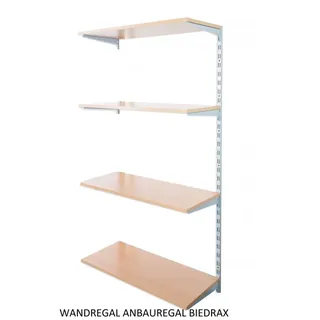 Biedrax Wandregal - Anbauregal 30 x 60 x 150 cm, Farbe silber - 4 Fachboden Buche