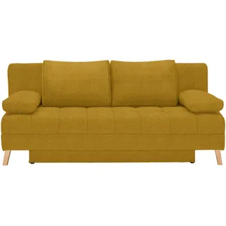 Cantus Schlafsofa , Gelb , Holz , Buche , 195x90x90 cm , Schlafen auf Sitzhöhe , Wohnzimmer, Sofas & Couches, Schlafsofas, Sonstige Schlafsofas