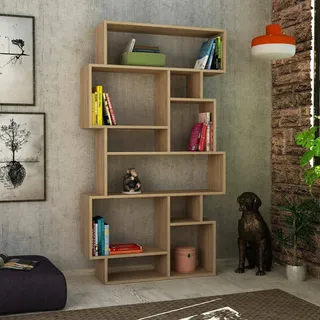 Dmora - Bücherregal Gacrux, Büroregal, Mobiler Buchhalter, Bücherbrett, 96x26h169 cm, Eiche