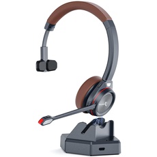 Mairdi Wireless Headset mit Mikrofon Noise Canceling, 5.2 Bluetooth Headset, Ladestation integriert mit Bluetooth Empfänger für PC Laptop Handy Call-Center Büro Zoom Microsoft Teams Skype Chat