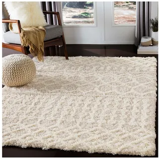 Surya Hochflor-Teppich »DUBAI«, rechteckig, 52 mm Höhe, Shaggy Hochflorteppich, Flauschiger, Boho Wohnzimmerteppich/Läufer beige 130 cm -