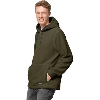 Jack Wolfskin Fleecehoodie Nature Life Halfzip - aus weichem Sherpafleece in Lammfelloptik - grün Herren
