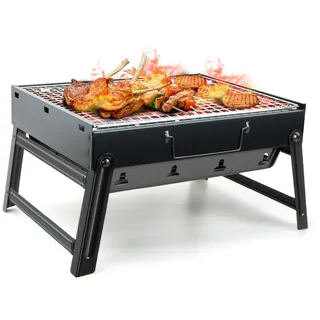Holzkohlegrill Picknickgrill Edelstahl Kleiner Grill Portable Campinggrill Abnehmbare BBQ Grills für Outdoor Garten Party