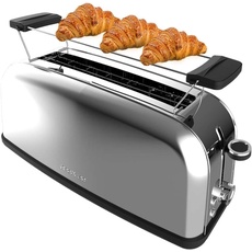 Bild von Vertikaler Toaster Toastin' time 850 Inox Long, 850W, Doppelter langer und breiter Schlitz von 3,8 cm, Obere Stäbe, Edelstahl, Automatische Abschaltung und Pop-up-Funktion, Krümelablage