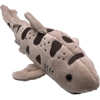 Onwomania Plüschtier Kuscheltier Stoff Tier Leopardenhai gepunktet Hai 31 cm - Beige