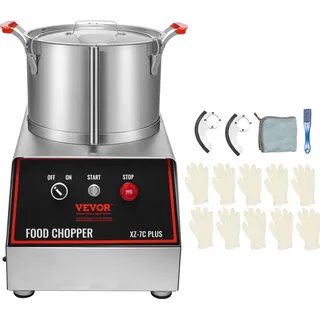 Vevor Gemüseschneider Elektrischer Obstschneider 750 W, Gemüse Schneiden 7,71 L Edelstahl Multischneider für Obst und Gemüse, Hotels, Salatläden, Snackbars Küchengeräte Maschinen mit Druckknöpfen