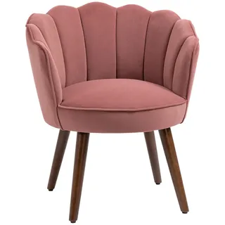 Homcom Esszimmerstuhl Küchenstuhl mit Rückenlehne Polyester Gummiholz Rosa , Kunststoff , 66x78.5x66 cm , Esszimmer, Stühle, Armlehnstühle