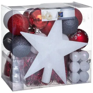 Atmosphera Createur d ́interieur Weihnachtsschmuck 44er-Set , Multicolor, Rot , Kunststoff , 2.5x21x20 cm , Dekoration, Weihnachtsdekoration, Christbaumschmuck