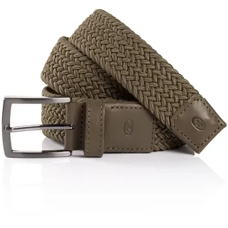 Flechtgürtel TOM TAILOR "TTJAMIE", Herren, Gr. 85, grün (olive), Materialmix, unifarben, Gürtel Flechtgürtel, 3,5 cm breiter Flechtgürtel, Casual Look, bis Gr. 120