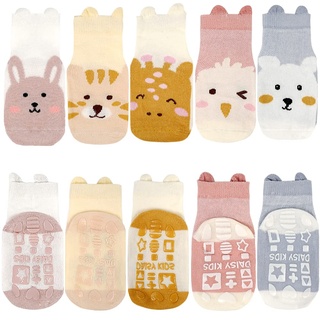 Vicloon Rutschfeste Kleinkind Socken,5 Paar Rutschfeste Socken für Baby, Tiermotive Kleinkind Stoppersocken,Kinder Baby Stopper Socken Mädchen Jungen für sommer