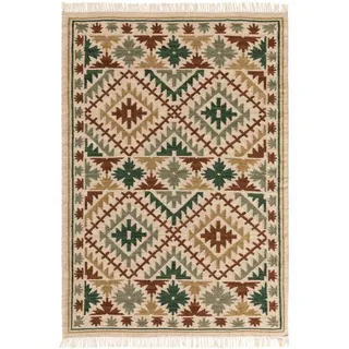 benuta Pure Kelim handgewebt Zohra Grün 120x170 cm , Textil , Orientalisch , Rechteckig , 120x170 cm , pflegeleicht , Teppiche und Böden, Teppiche, Webteppiche